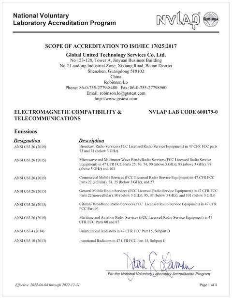 چین Global United Technology Services Co.,Ltd. گواهینامه ها